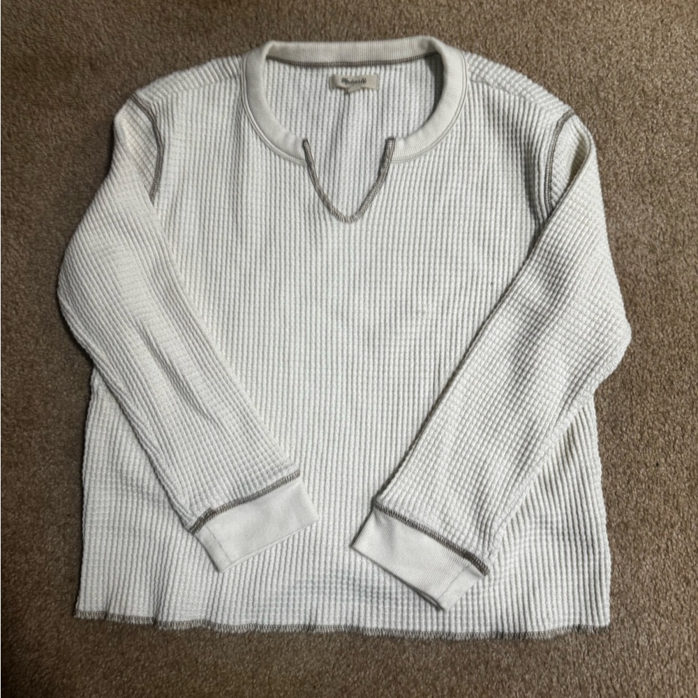 Madewell Cozy White Waffle Knit Top